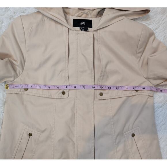 H&M Hooded Rain Coat Utility Jacket Beige Taupe Size 4 - Picture 12 of 16